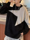 Men's Color Block Fuzzy Knit Sweater