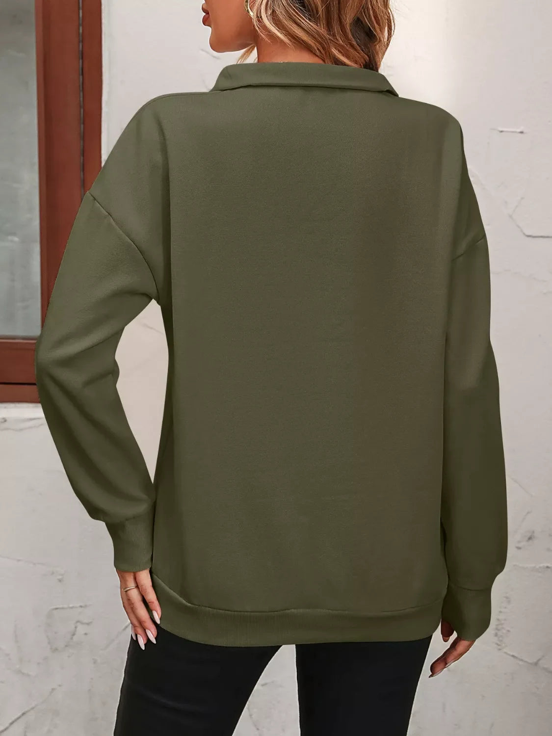 Quarter Zip Dropped Shoulder Sweatshirt
