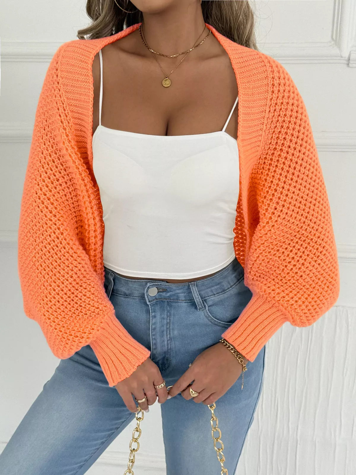 Open Front Batwing Sleeve Cardigan