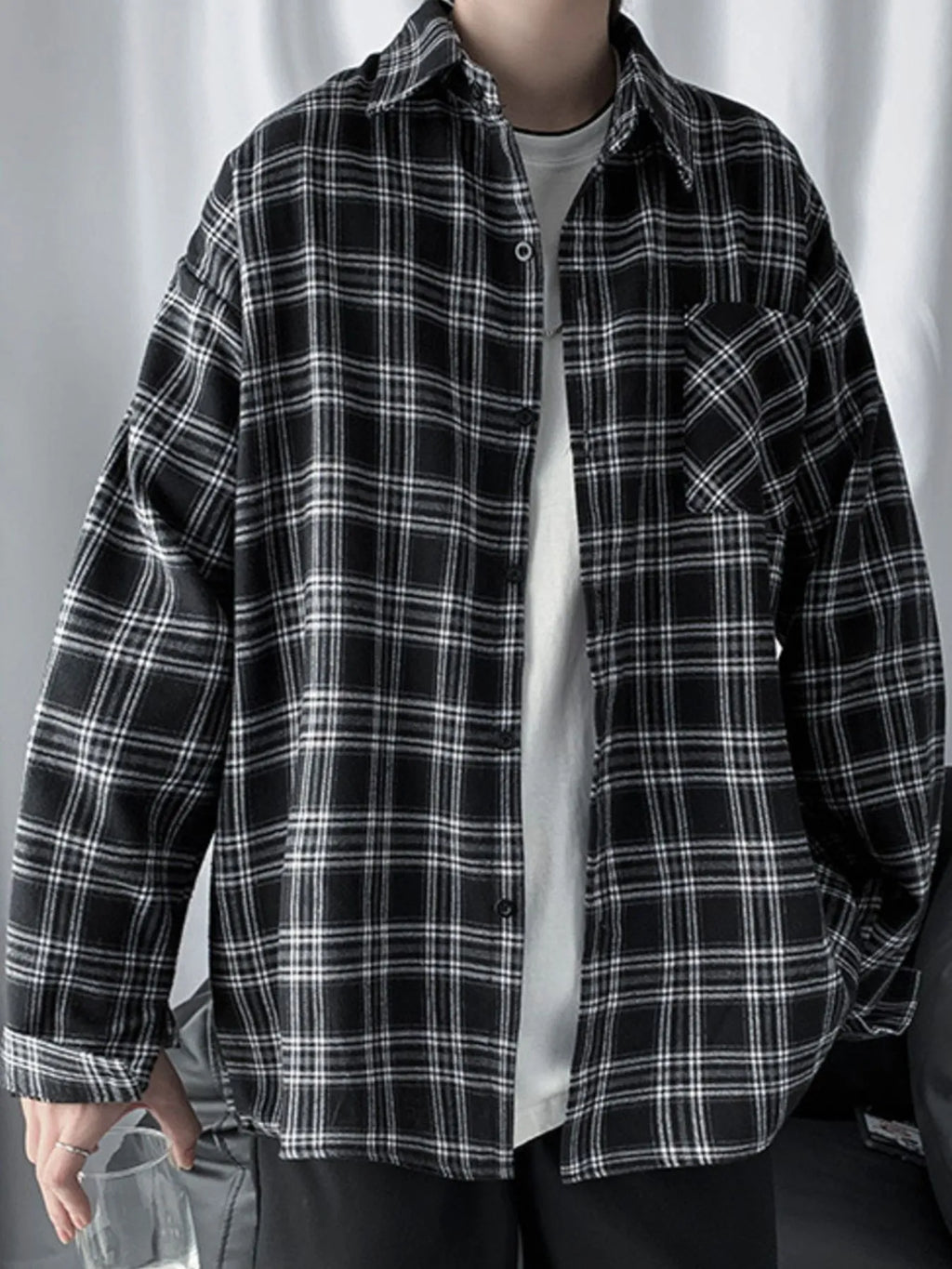 Men's Plaid Button Up Long Sleeve Shirt