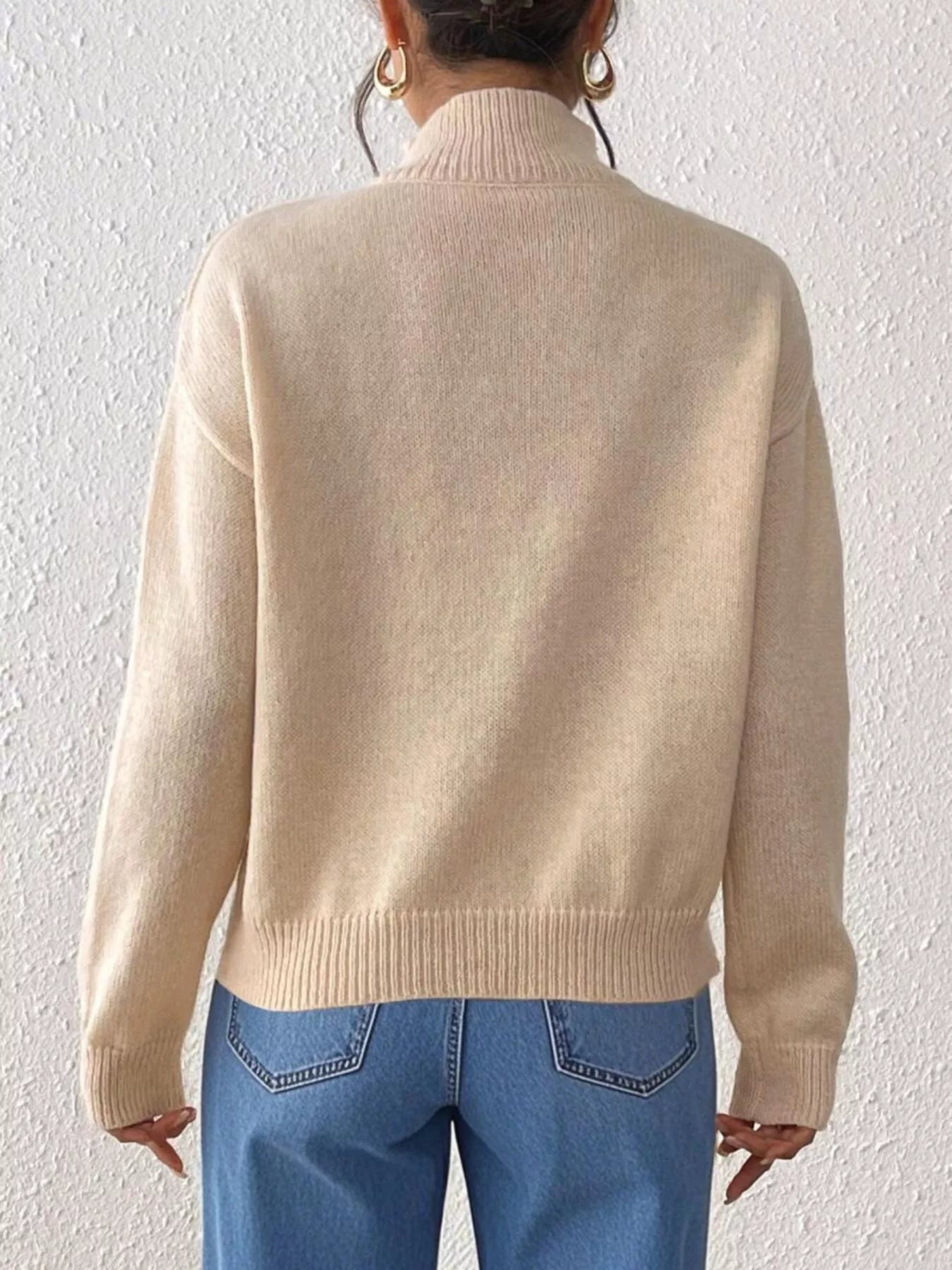 Turtleneck Dropped Shoulder Sweater