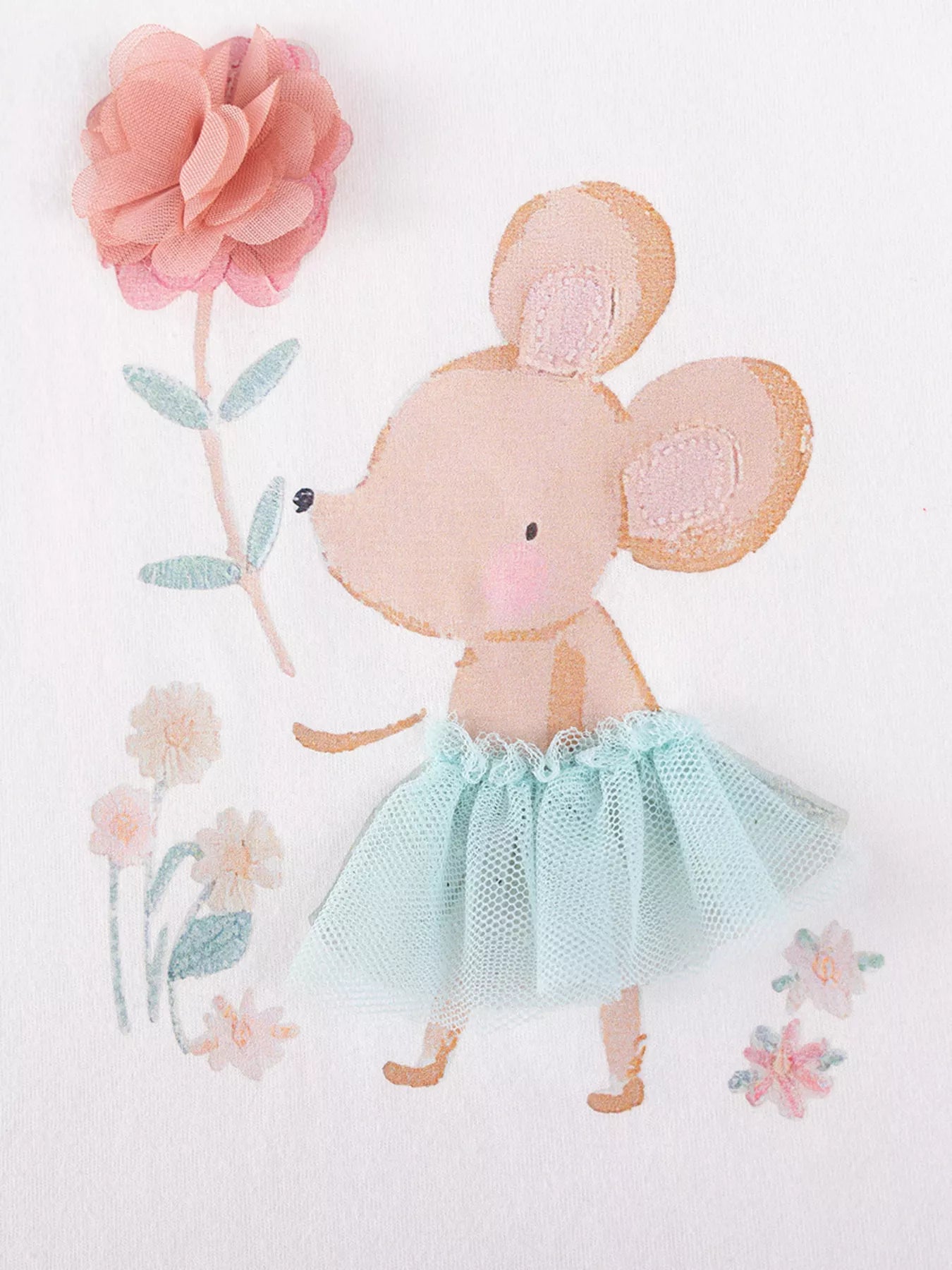 Children's Mouse Ruffle Sleeve Top & Floral Print Shorts Set