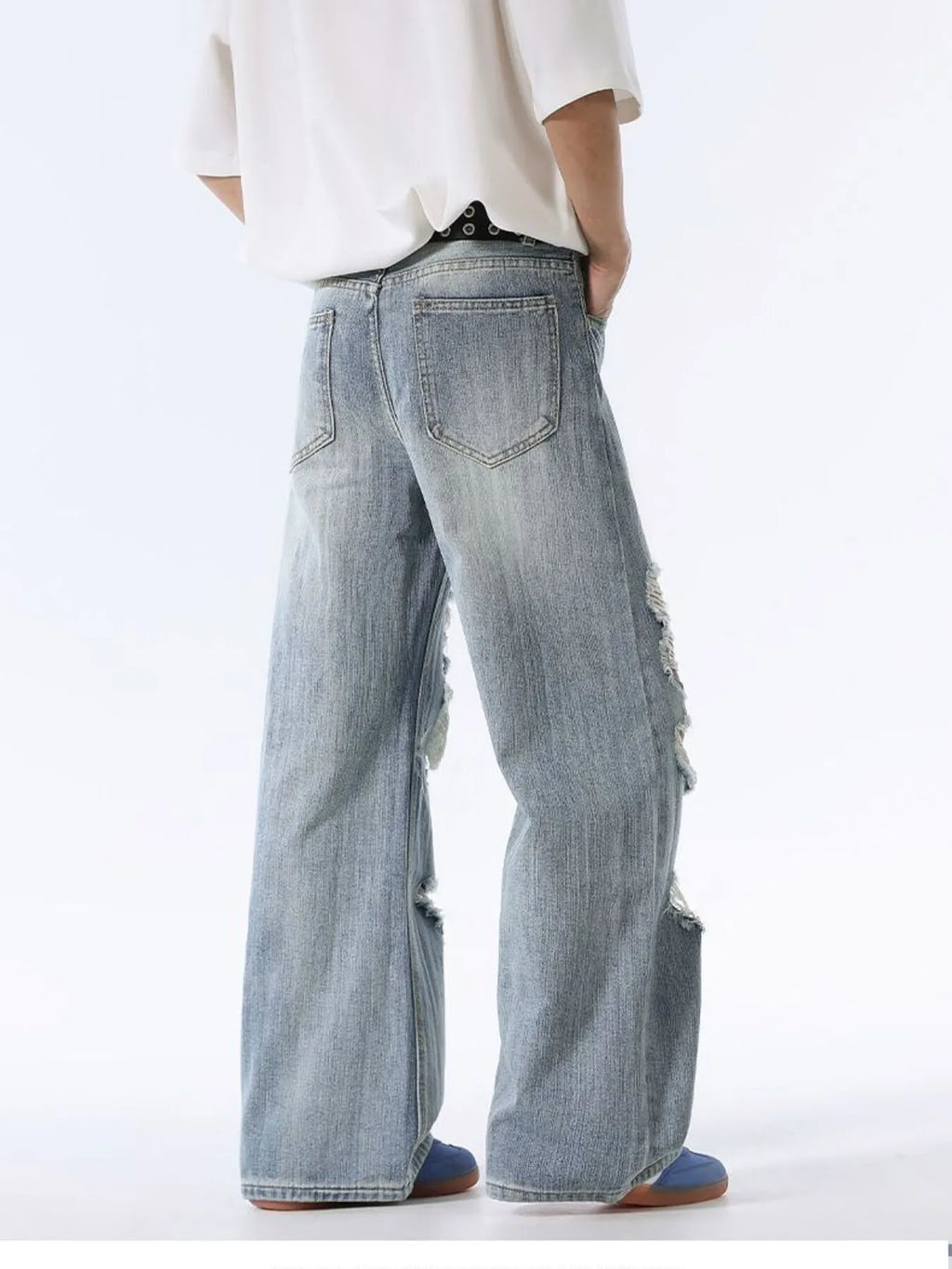 Men's Distressed Wide Leg Baggy Jeans