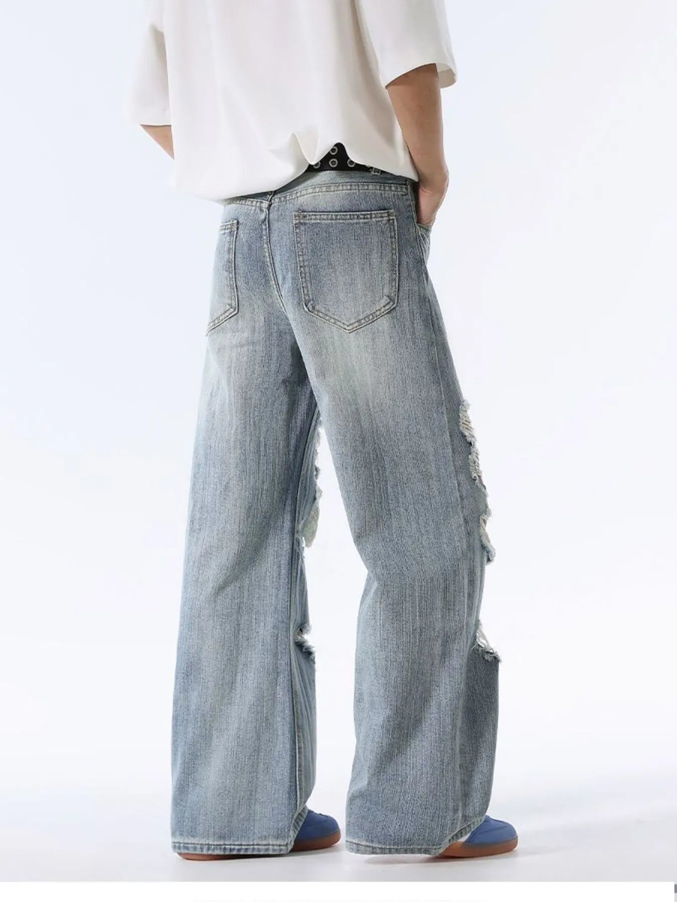 Men's Distressed Wide Leg Baggy Jeans