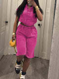 Hooded Crop Top and Shorts Set
