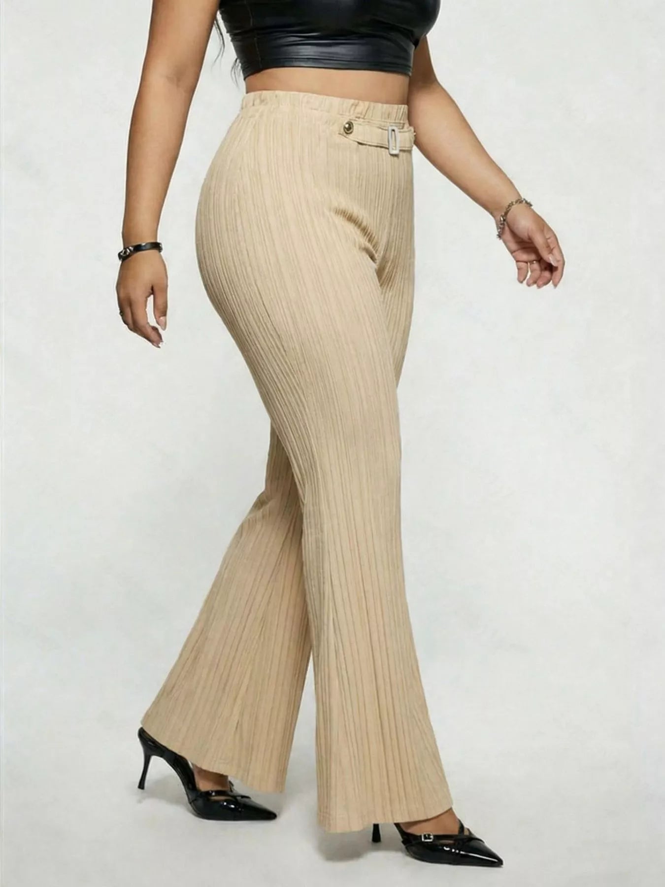 Plus Size High Waist Flare Pants