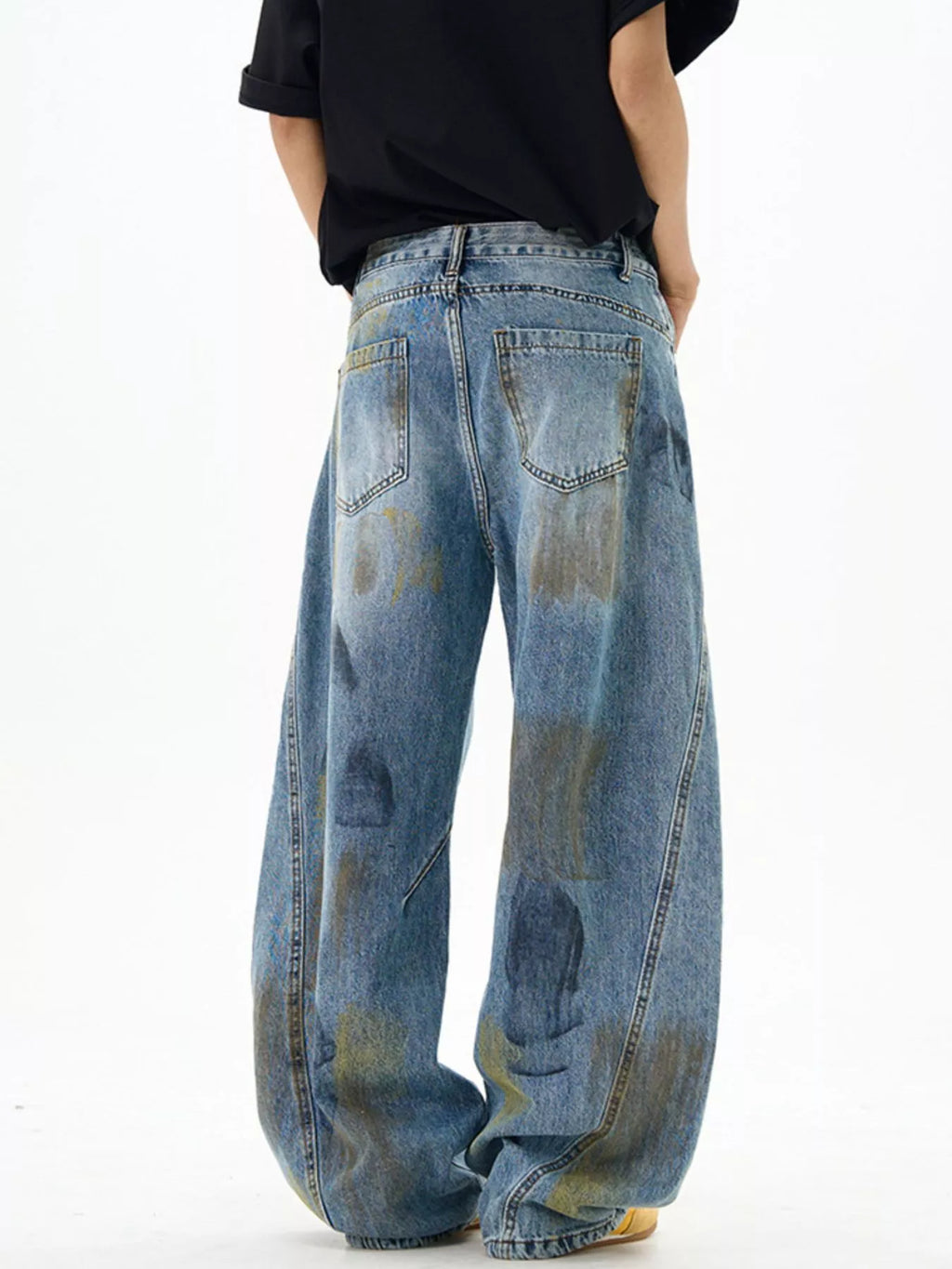 Men's Wide Leg Paint Splatter Jeans