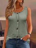 Striped Button Front Knit Tank Top