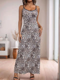 Perfee Leopard Scoop Neck Maxi Cami Dress