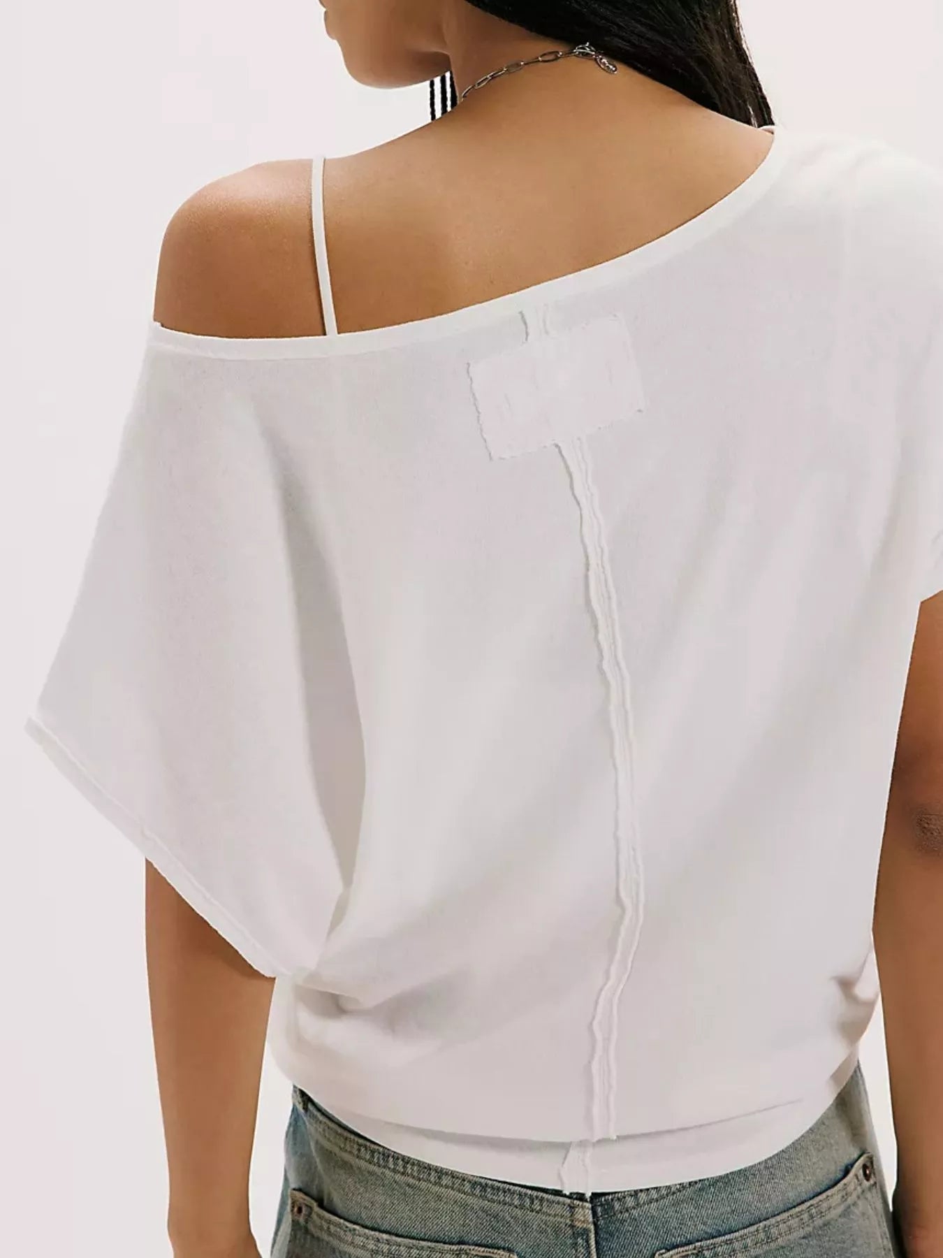One Shoulder Solid Color T-Shirt