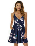 Printed V-Neck Summer Mini Dress