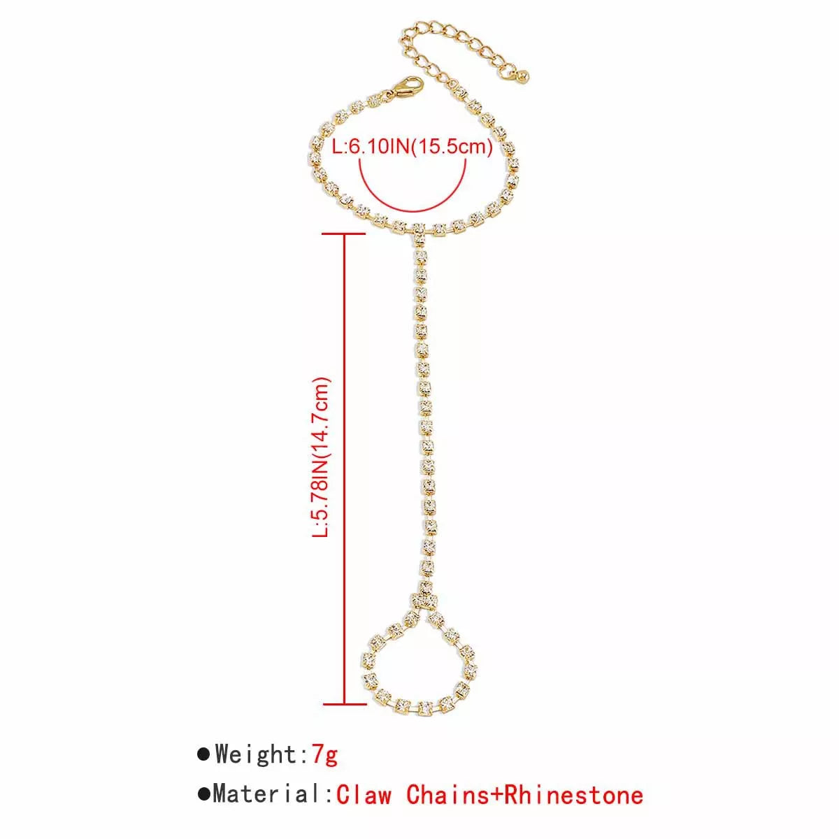 Alloy Rhinestone Bracelet with Ring