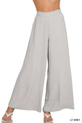 Zenana Relaxed Fit Elastic Waisted Wide Leg Pants