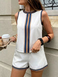 Striped Sleeveless Top and Shorts Set