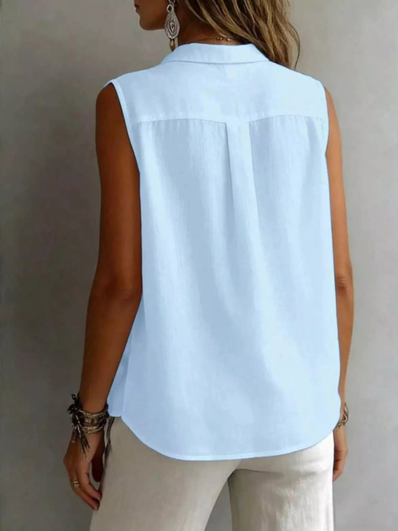 Sleeveless Button-Down Shirt