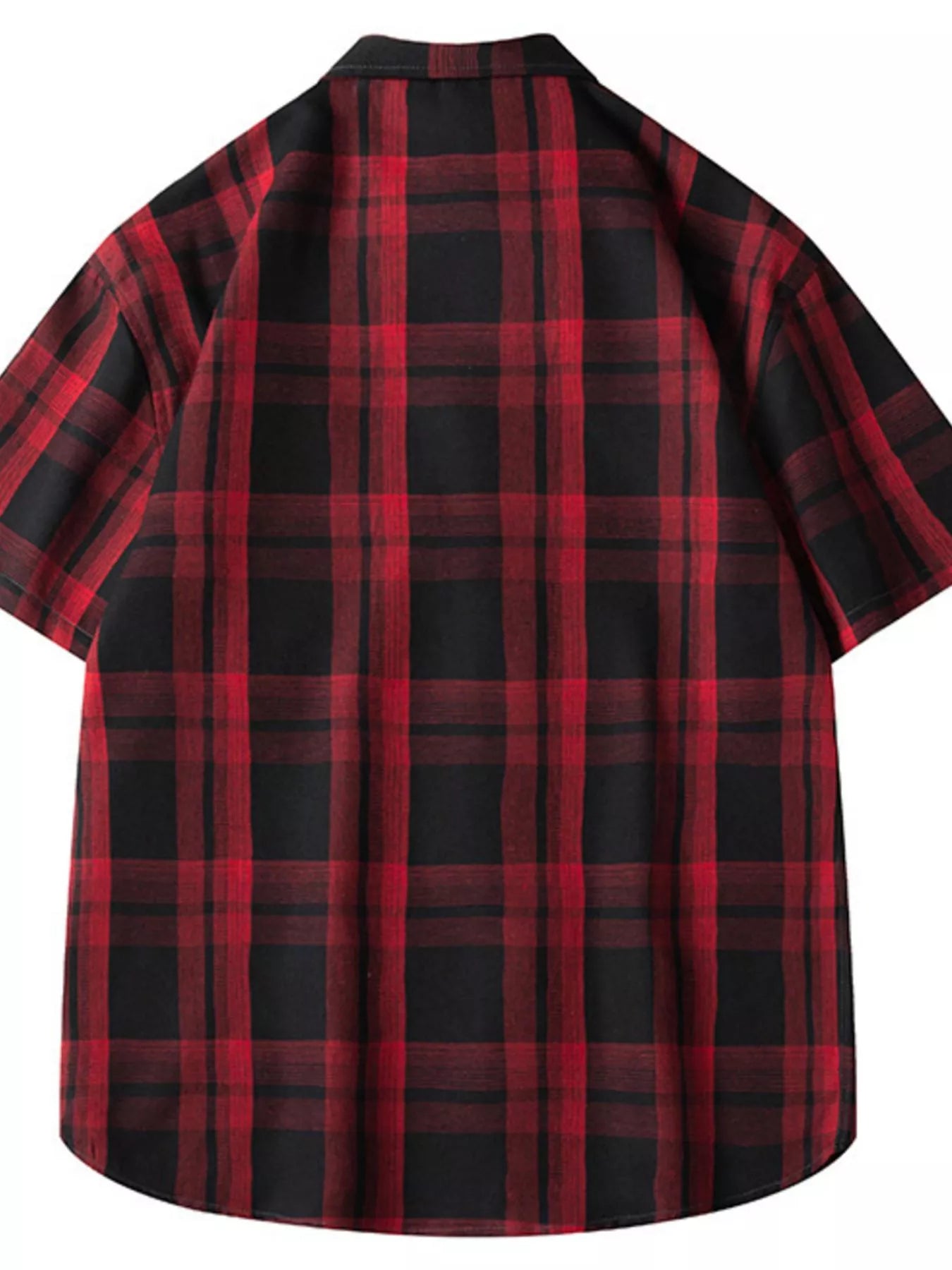 Men's Plus Size Plaid Loose Fit Short Sleeve Shirt