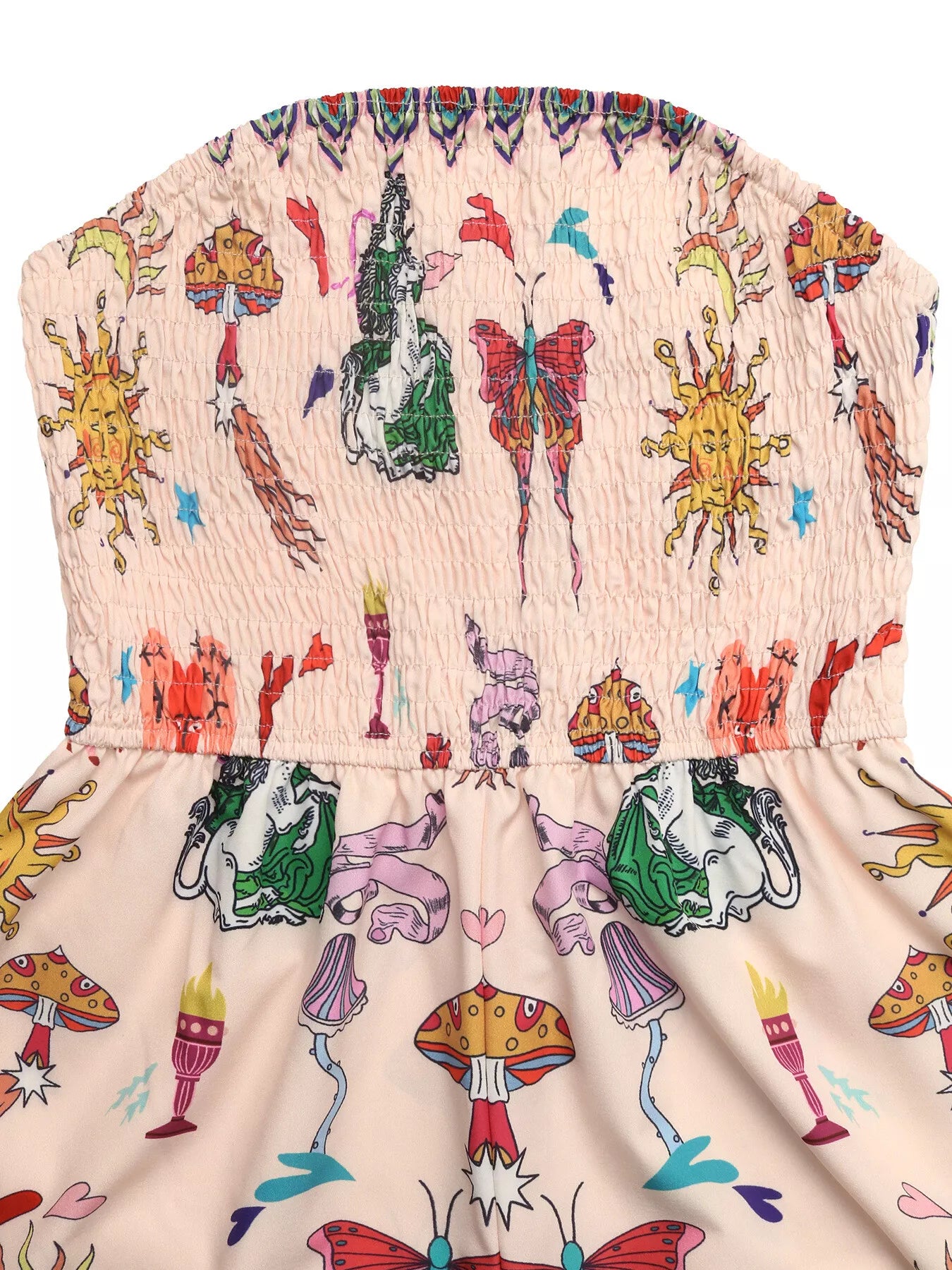 Butterfly Print Smocked Tube Romper