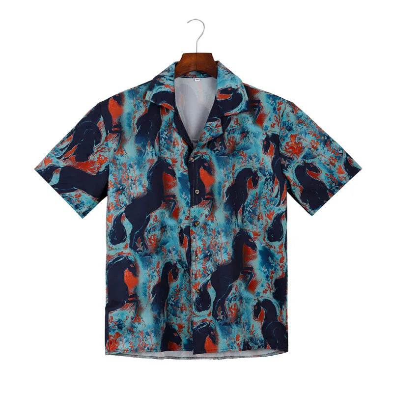 Men's Full Size Printed Button Up Short Sleeve Shirt Plus Size