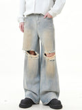 Men's Full Size Distressed Wide Leg Jeans Plus Size