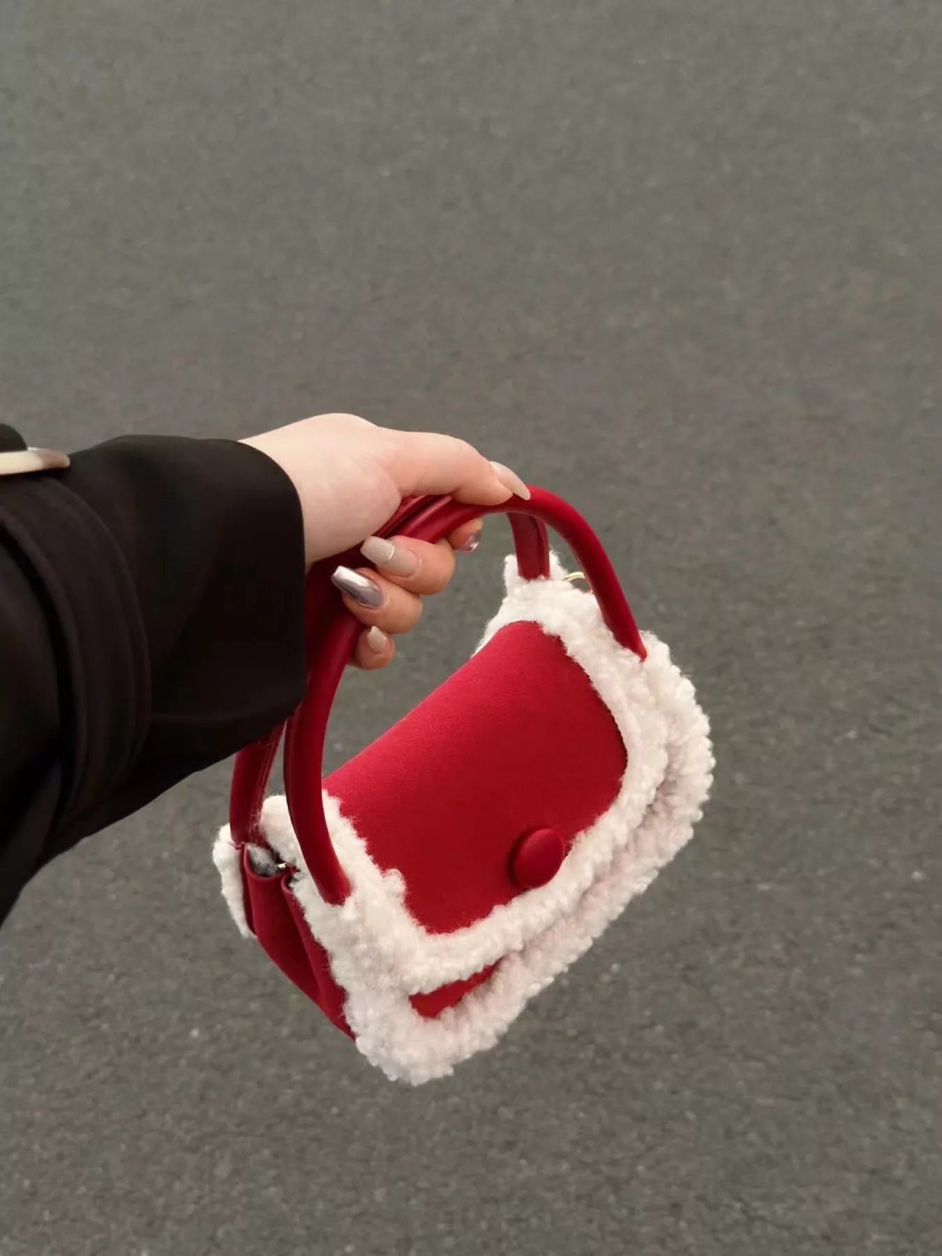 Fluffy Trim Mini Crossbody Bag