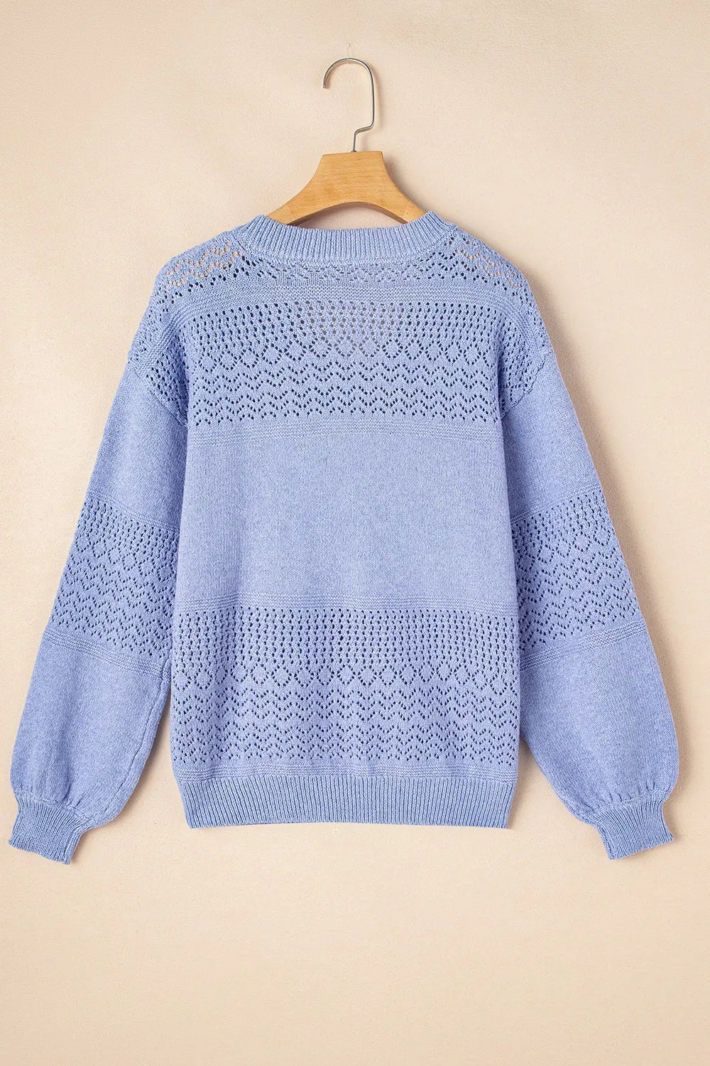Openwork V-Neck Long Sleeve Sweater