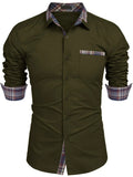 Men's Plaid Collared Neck Long Sleeve Shirt