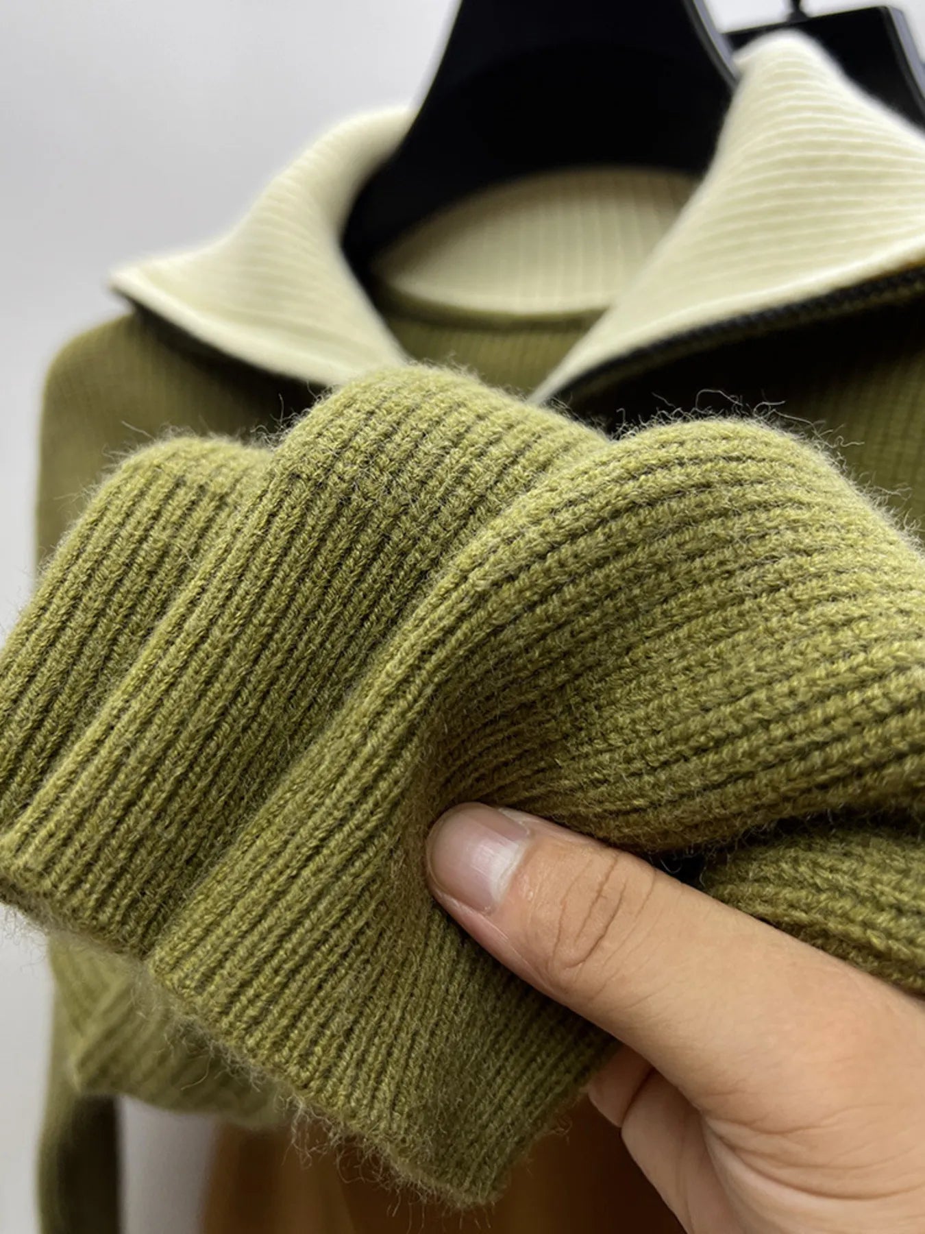 Men's Plus Size Zip Collar Long Sleeve Sweater