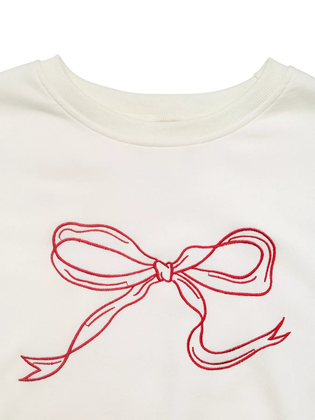 Bow Crew Neck Drop Shoulder Sweatshirt