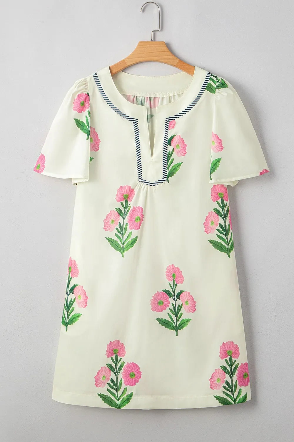 Floral Print Flutter Sleeve Summer Mini Dress