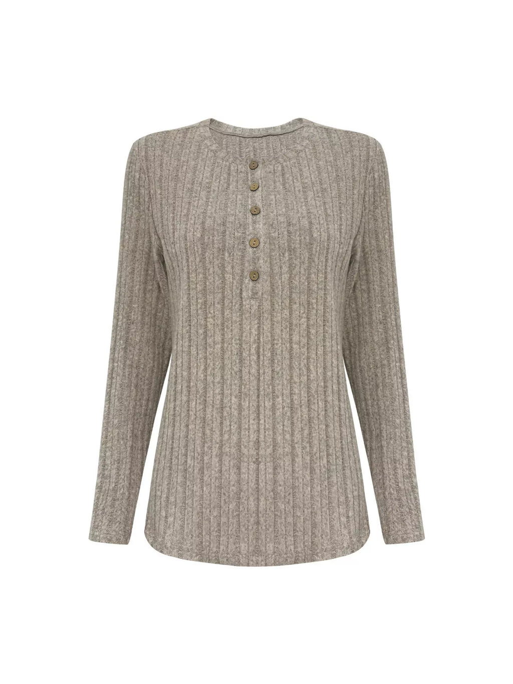 Plus Size Ribbed Knit Button-Front Top and Pants Set