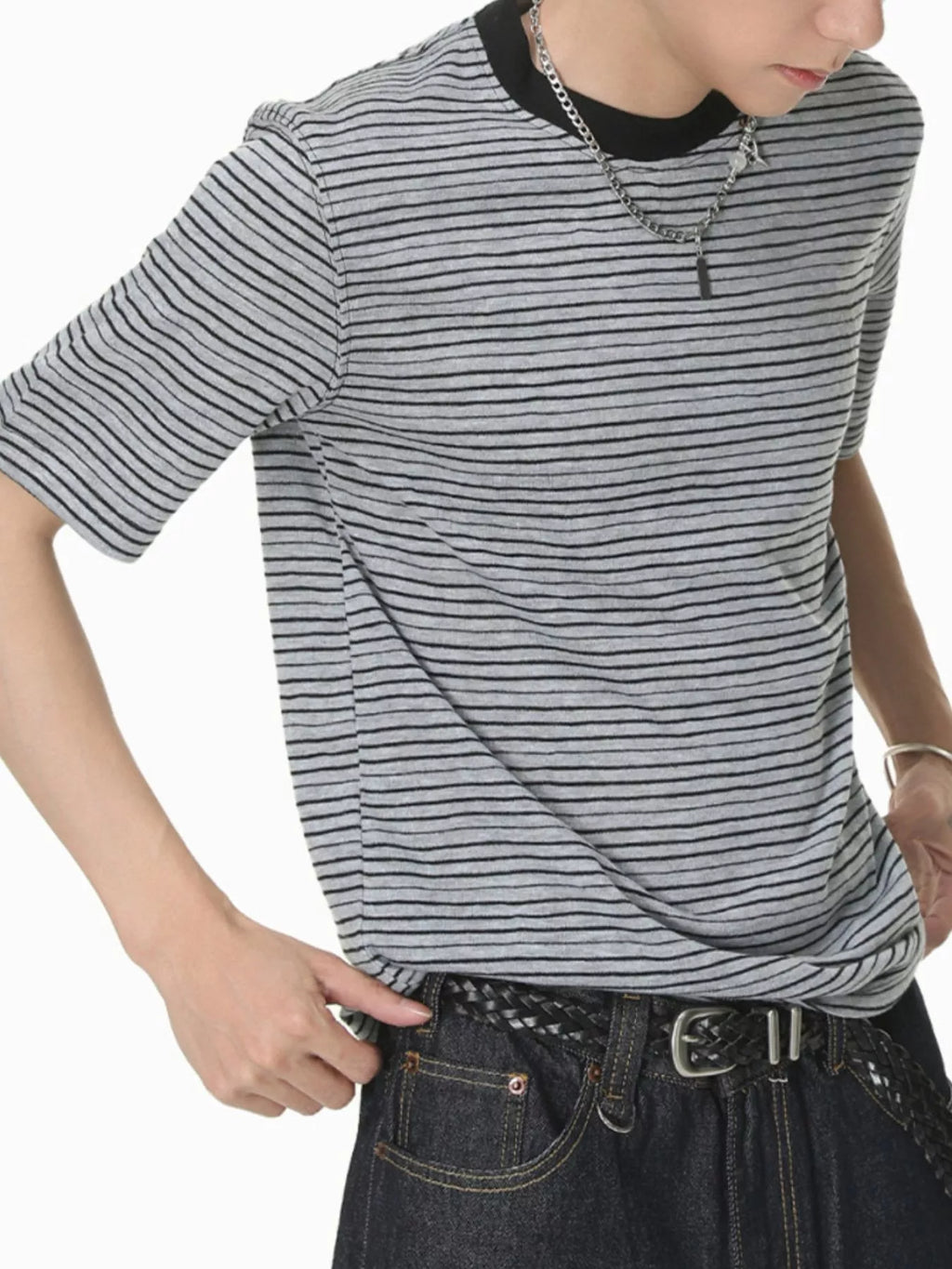 Men's Striped Crew Neck T-Shirt