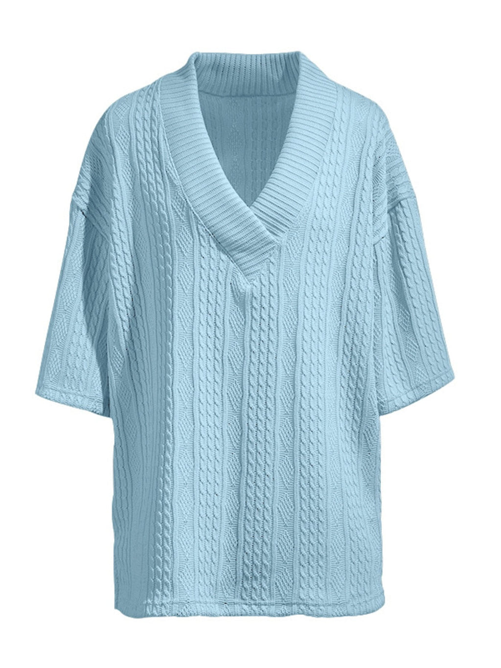 Men's Full Size Casual Knit V-Neck Short Sleeve Top and Shorts Set Plus Size