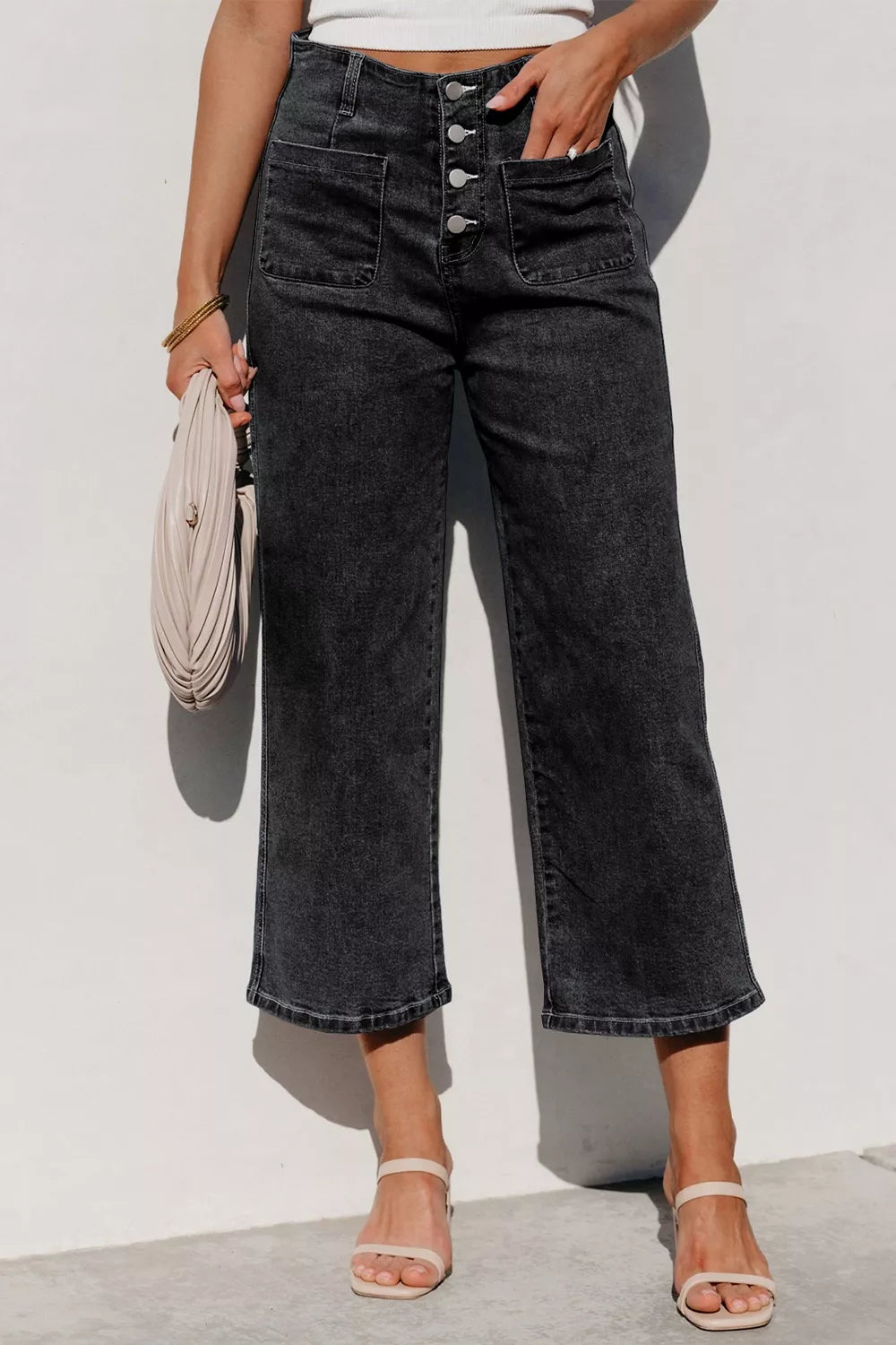 High-Waisted Button-Fly Wide-Leg Jeans