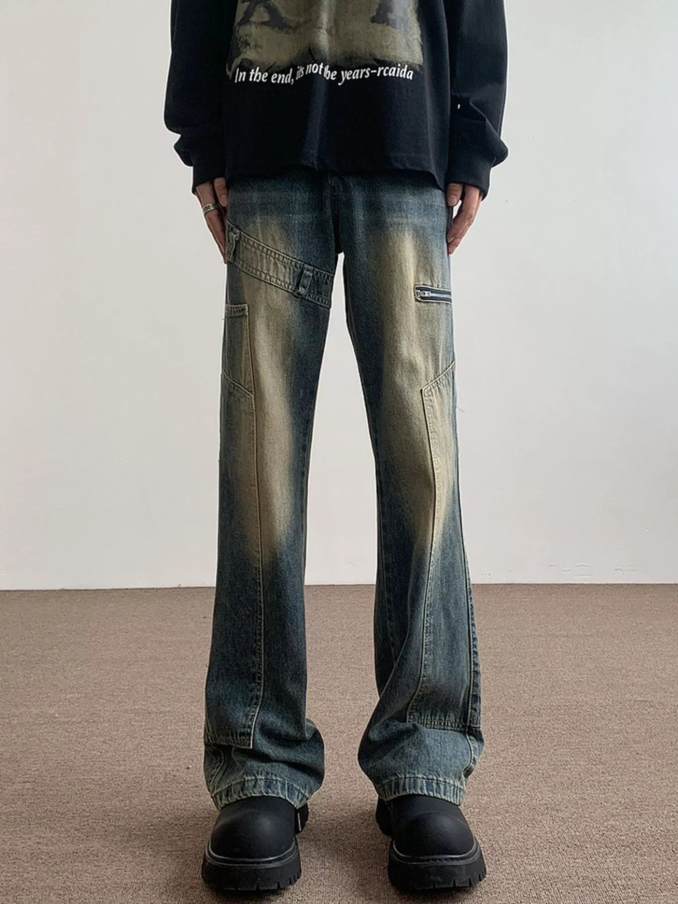 Men's Vintage Wash Flare Jeans
