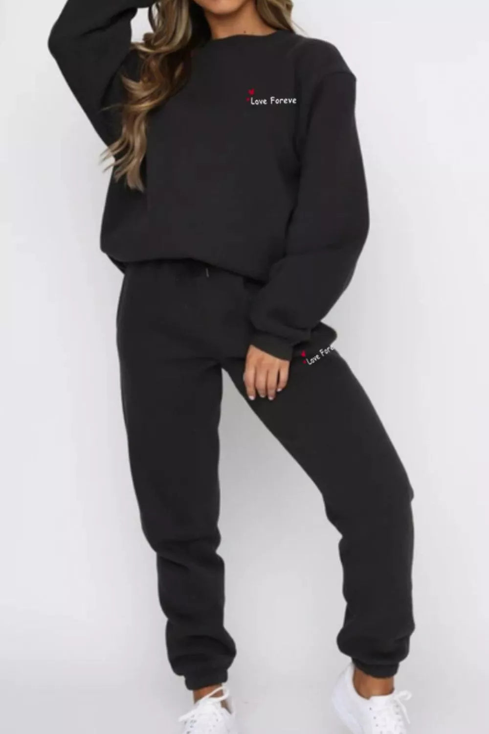 Round Neck Sweatshirt and Joggers Set