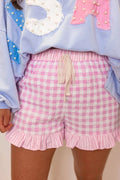 Gingham Ruffle Hem Shorts