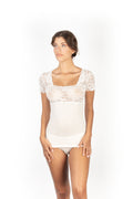 Mare Luxury Merino Wool Blend Women's Top with Lace. Proudly Made in Italy.