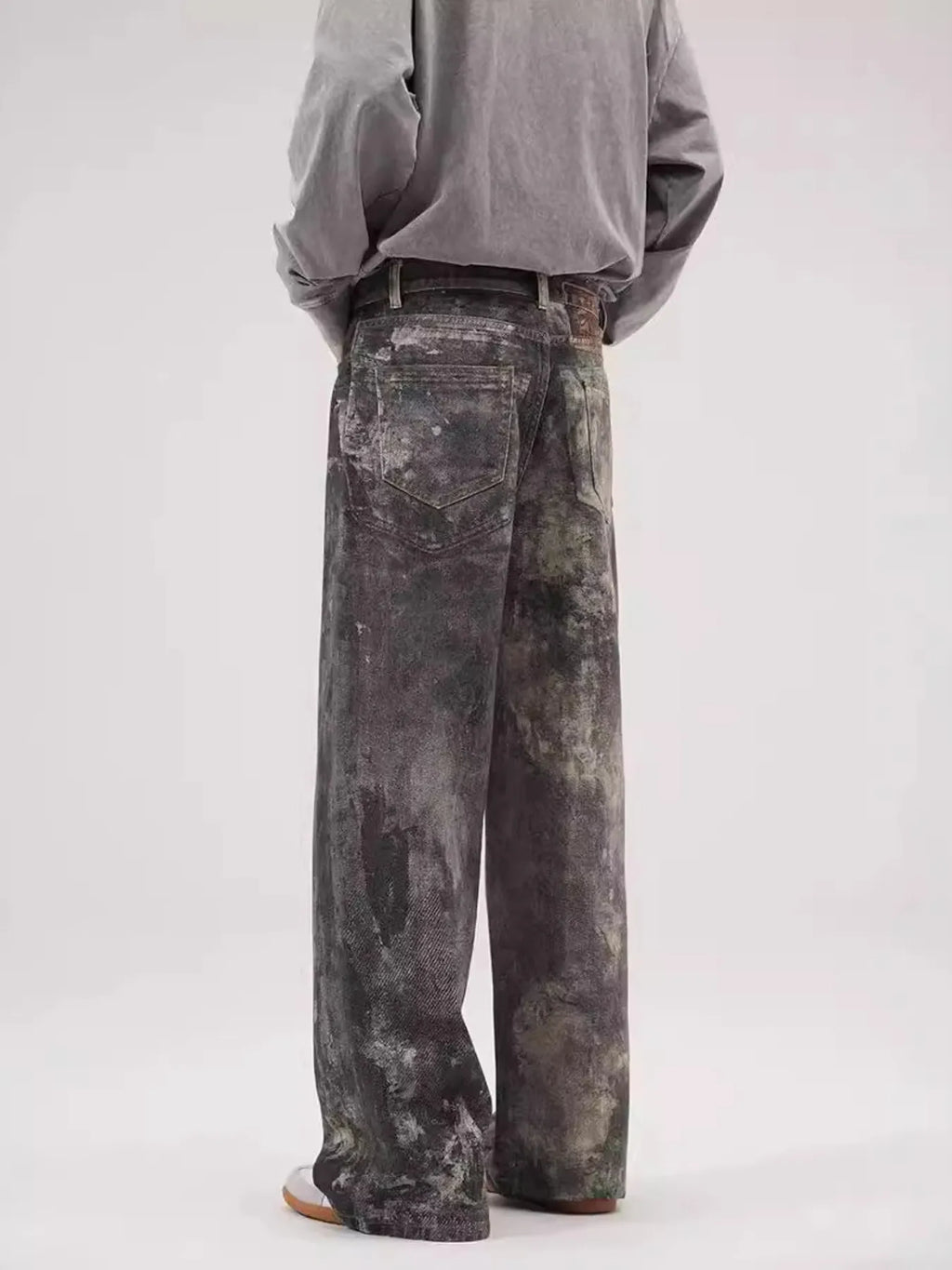 Men's Washed Wide-Leg Jeans