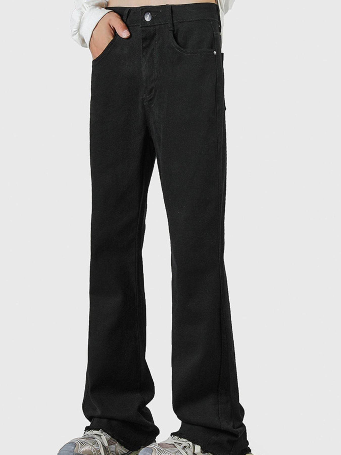 Men's Full Size Raw Hem Flare Jeans Plus Size