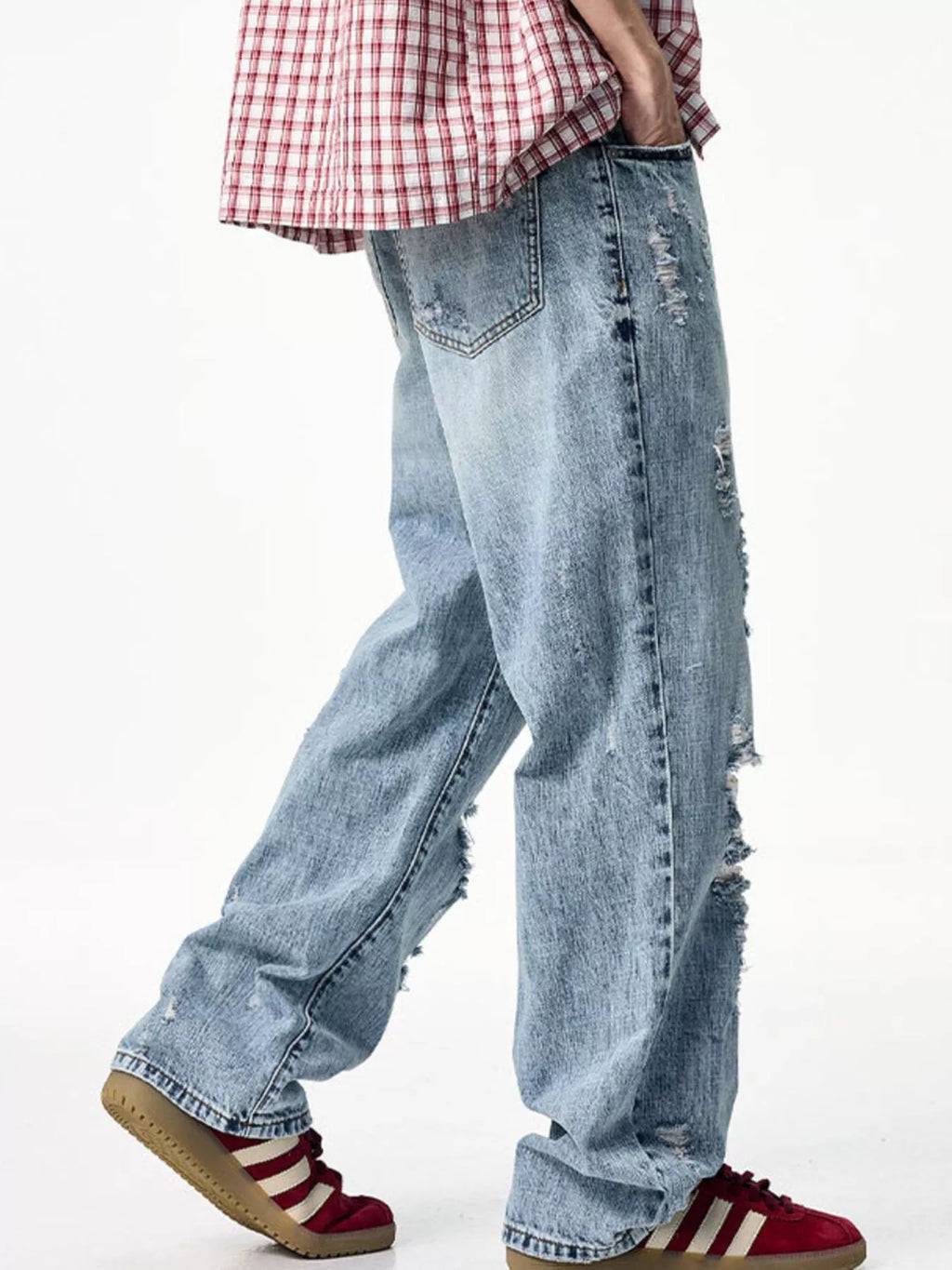 Men's Distressed Wide Leg Jeans