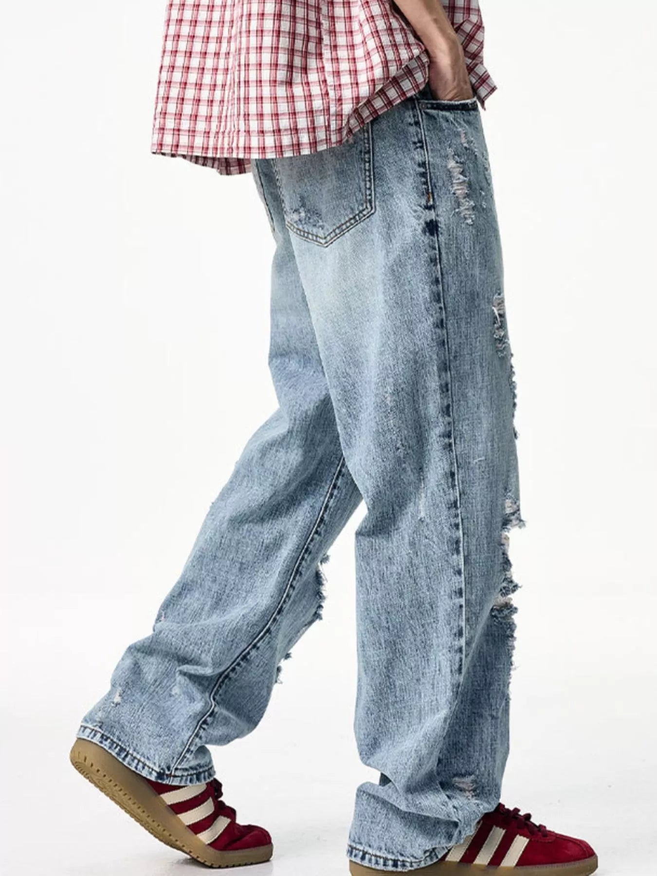 Men's Distressed Wide Leg Jeans