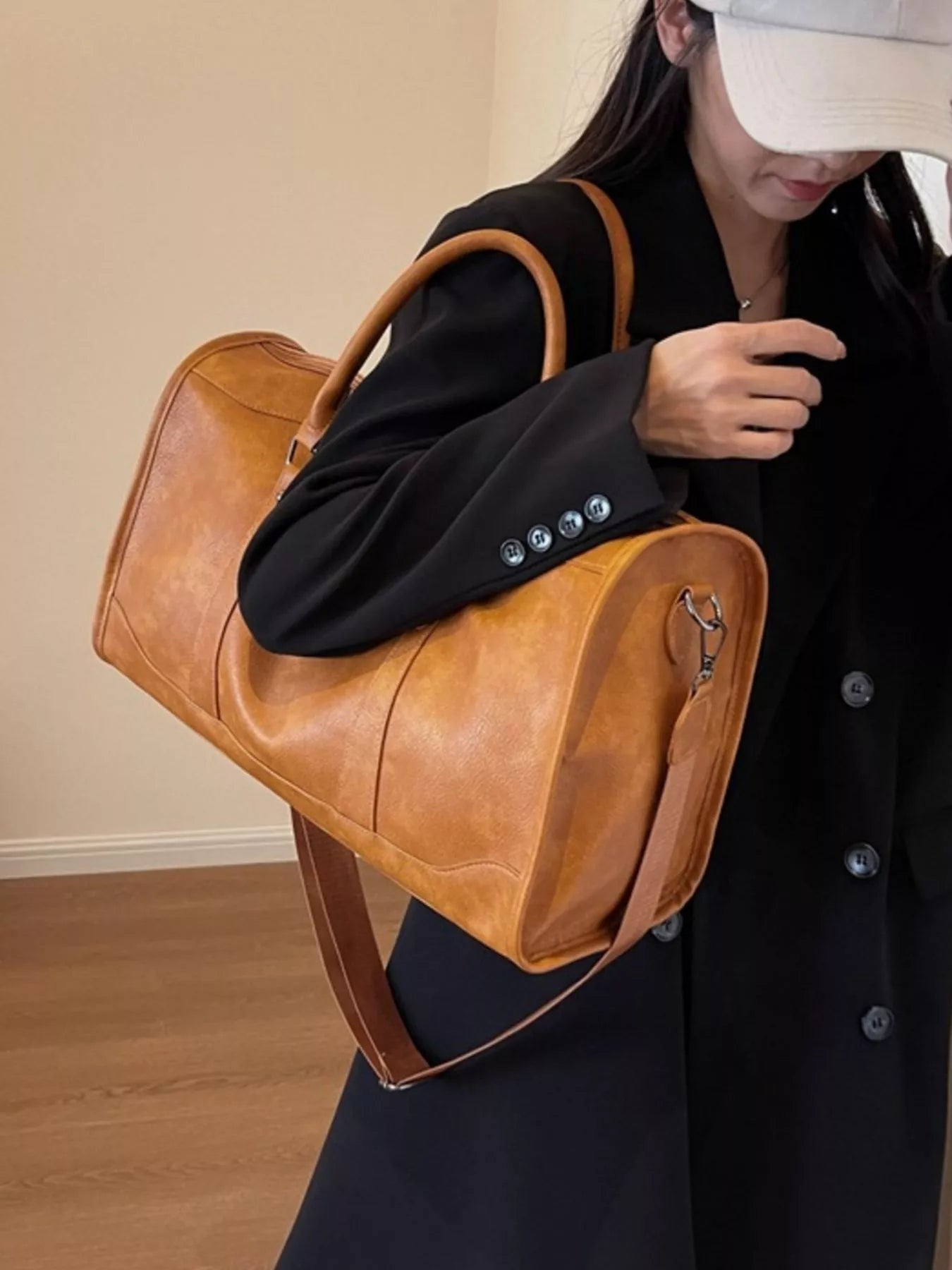 Vintage Leather Duffle Bag