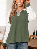 Leopard Trim Raglan Sleeve Top