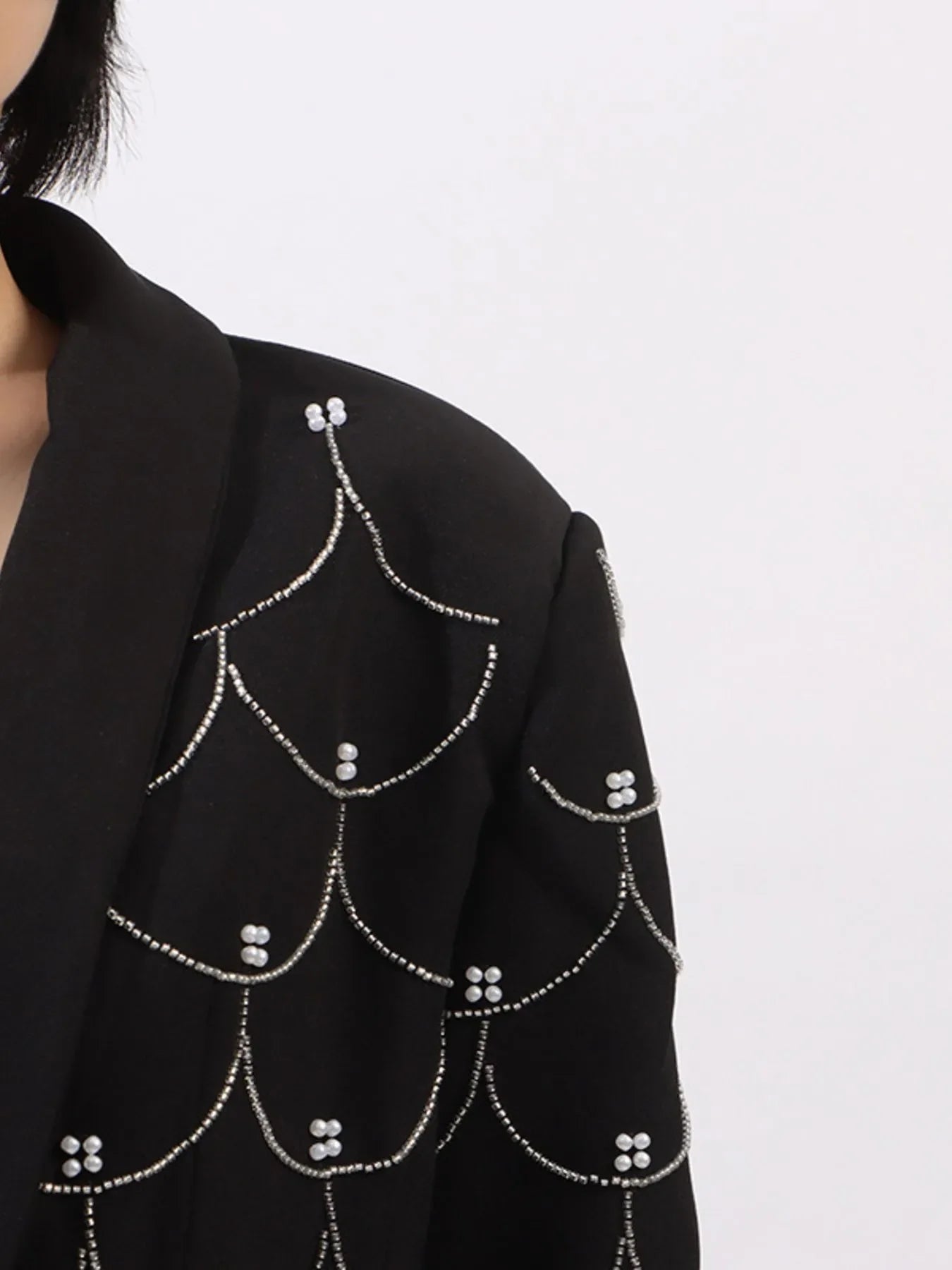 Pearl Detail Long Sleeve Blazer