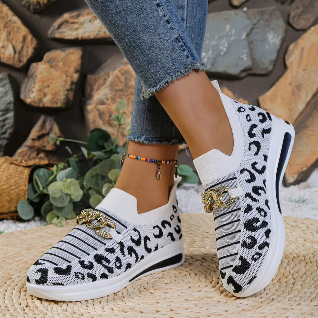 Leopard Round Toe Slip Ons