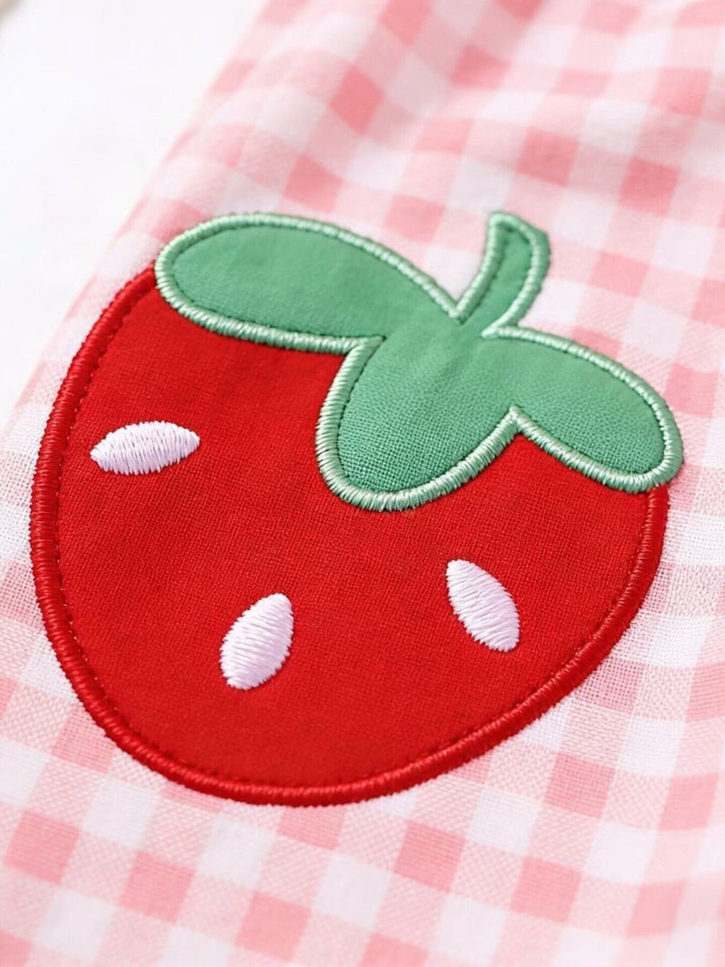 Children's Fruit Embroidered Sleeveless Plaid Dress