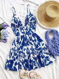 Floral Print V-Neck Tiered Mini Dress