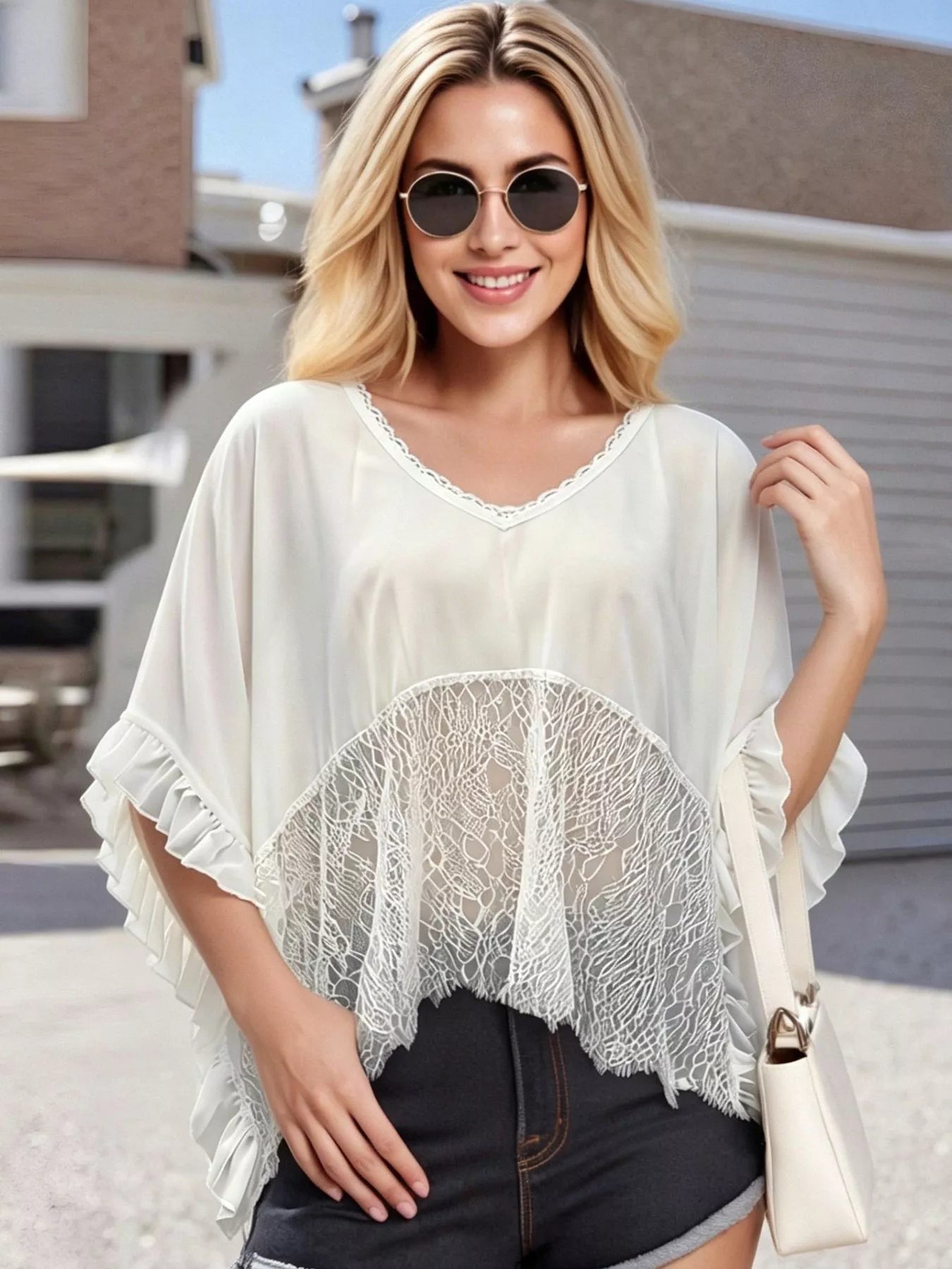 Lace Trim Flowy Cover-Up