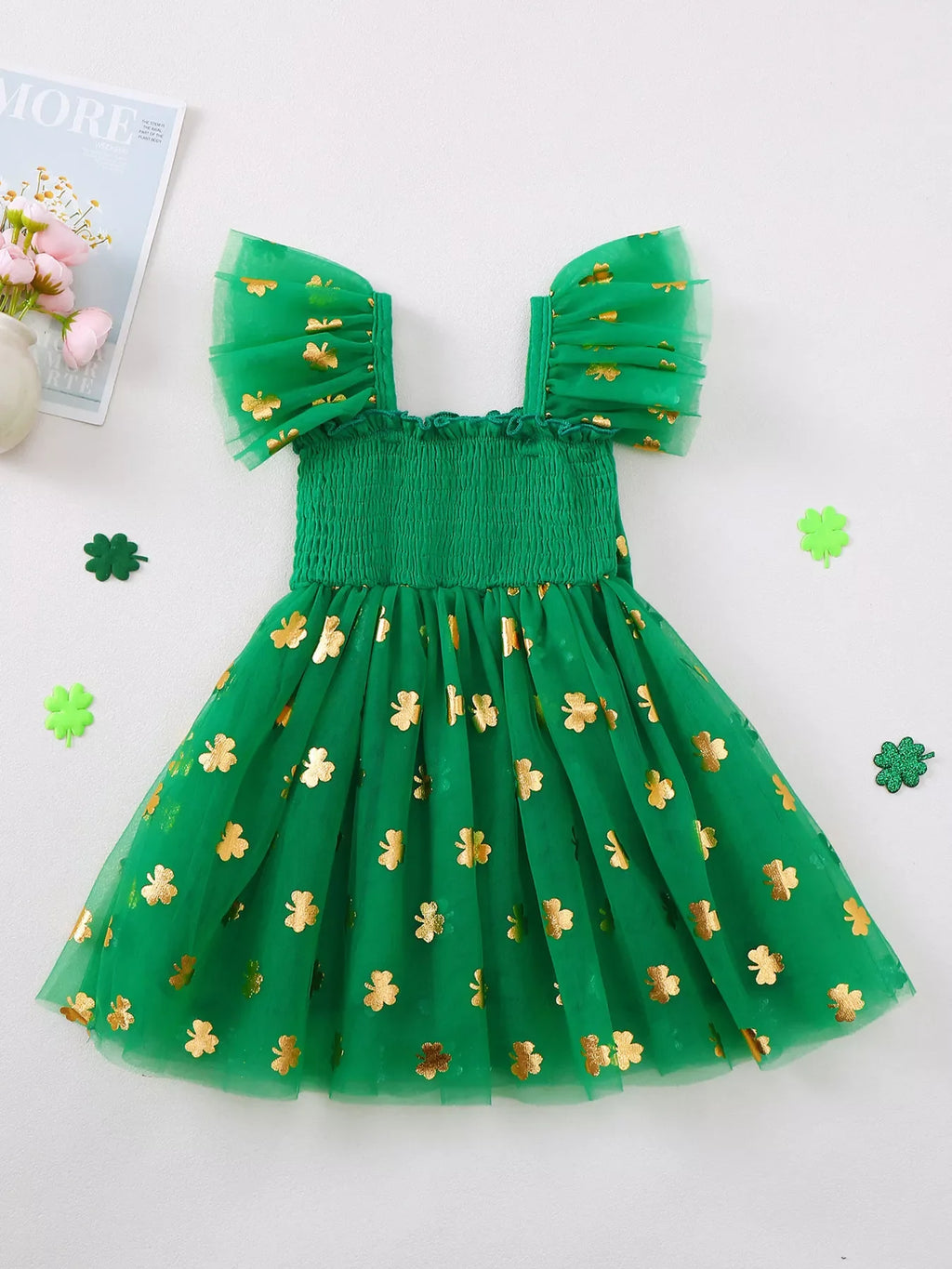 Children's Smocked Clover Tulle Dress