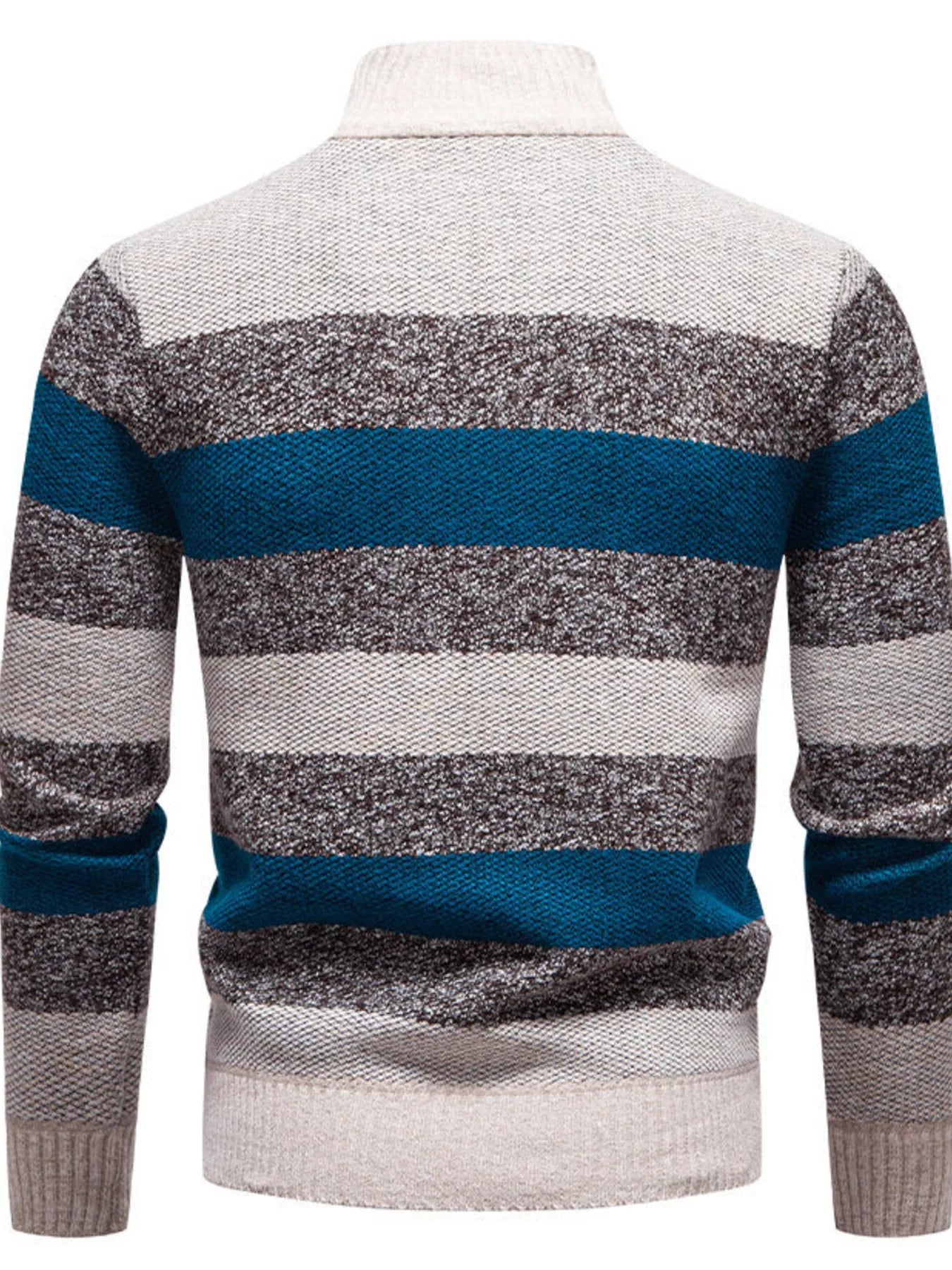 Men's Plus Size Striped Quarter-Zip Sweater